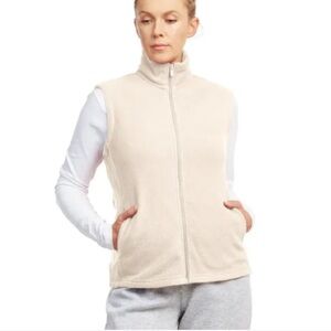 ❤️3X20 COLDWATER CREEK Women Sherpa Lining Almond Zip Vest | L